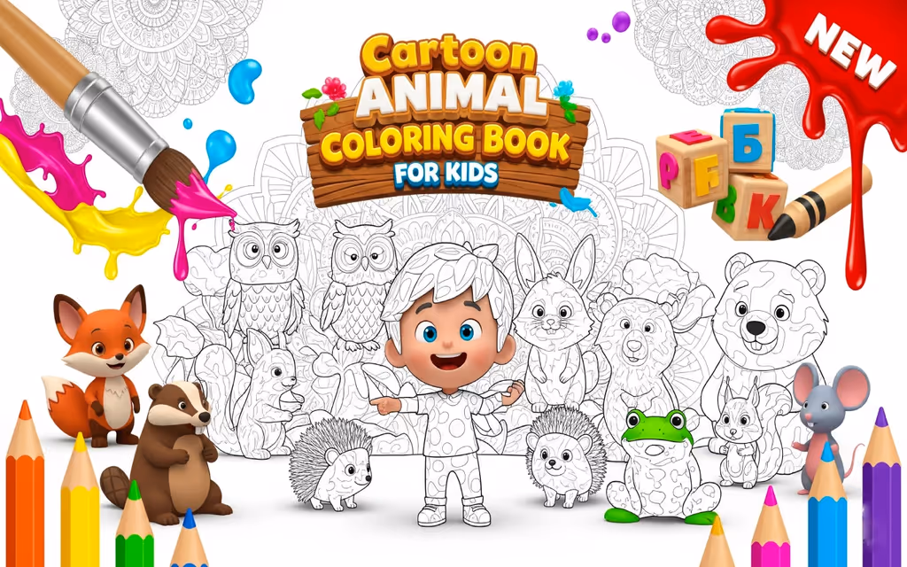 Cartoon Animal Coloring Book for Kids logo