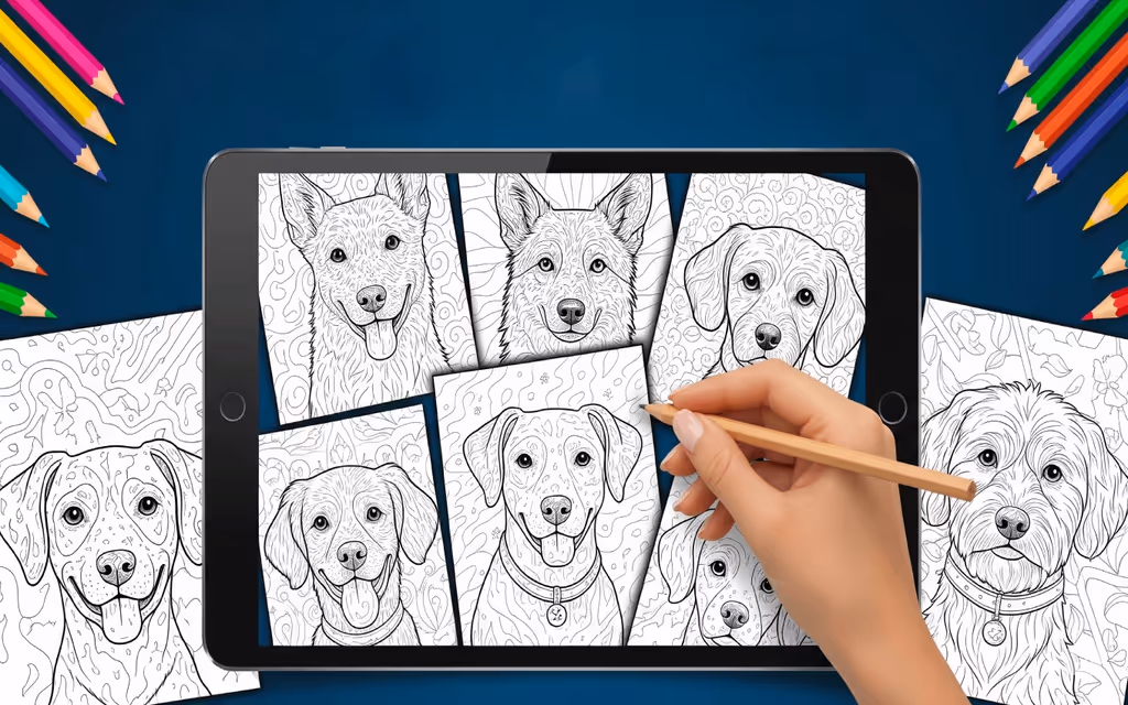 Dog Coloring Book for Adults logo