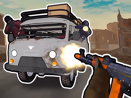 Road Chase. Shooter Realistic Guns logo